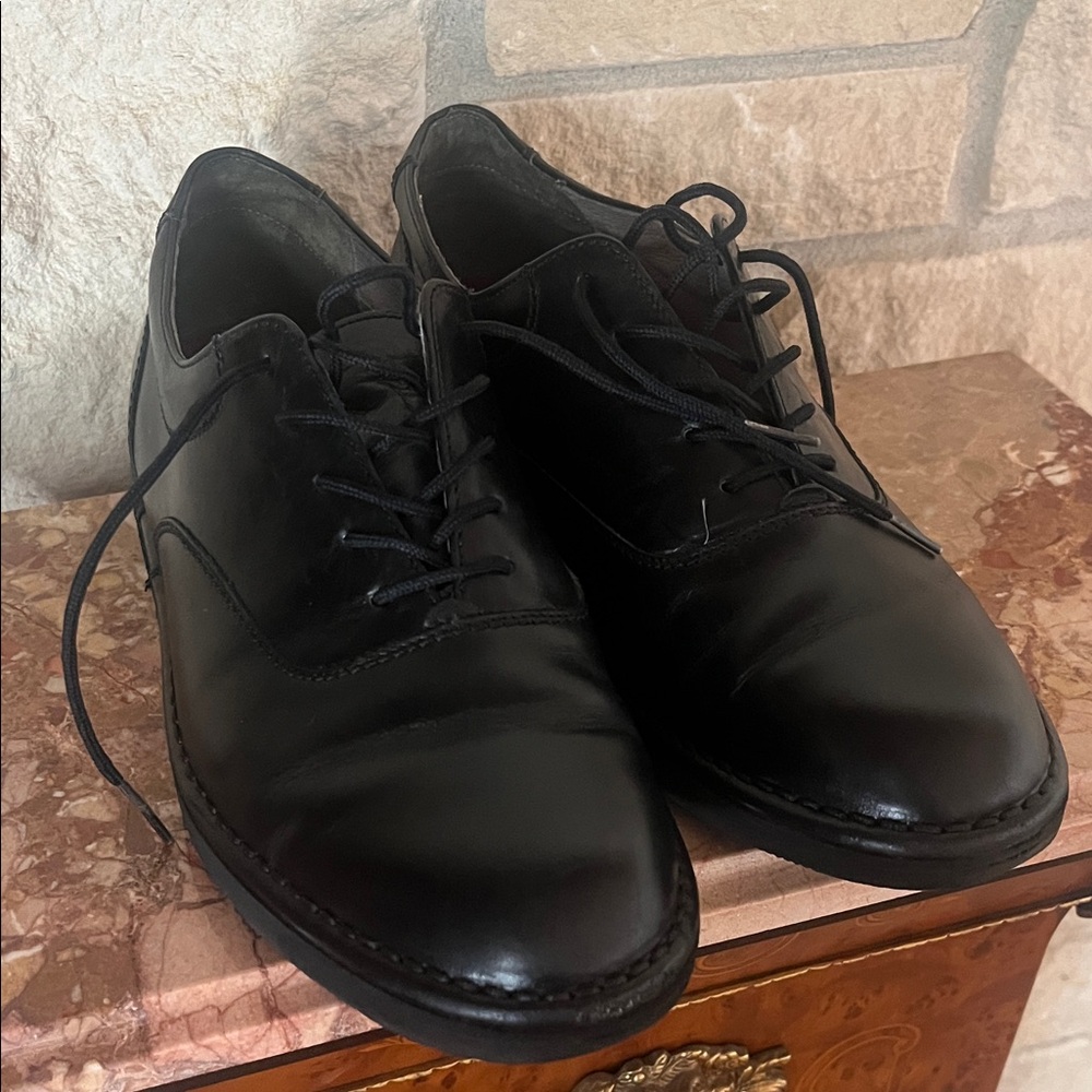 Rockport Black Kids Leather Dress Shoes, Made in Hungary
